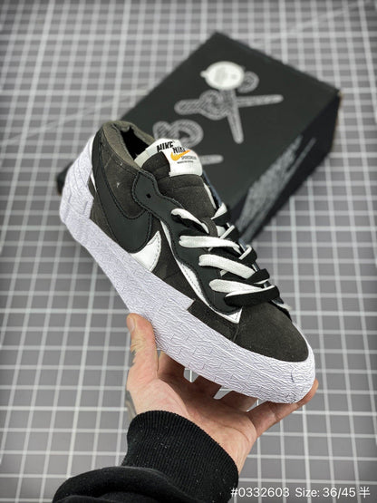 Sacai - Nike Blazer iron Grey Unisex Streetwear Limited Edition - The Sacai x Nike Blazer 'Iron Grey' low-top offers a sophisticated take on deconstructed design,