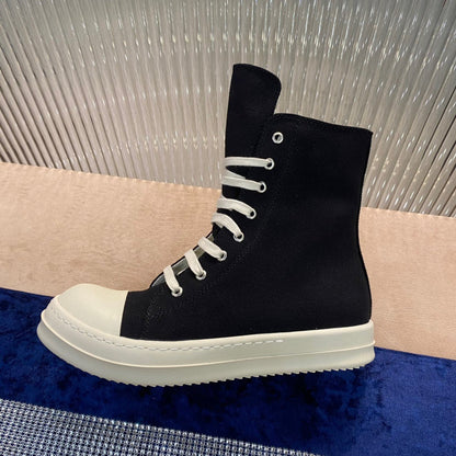 Rick Owens Canvas High-top Sneakers - And White - Black Unisex Streetwear Limited Edition - ### Rick Owens Canvas High-Top Sneakers - Black and White Introducing the Rick Owens Canvas