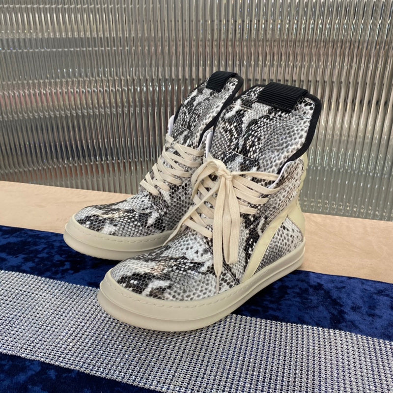 Rick Owens Geobasket Sneakers - Snakeskin Print - Red Unisex Streetwear Limited Edition - ### Rick Owens Geobasket Sneakers - Snakeskin Print Introducing the Rick Owens Geobasket Sneakers in