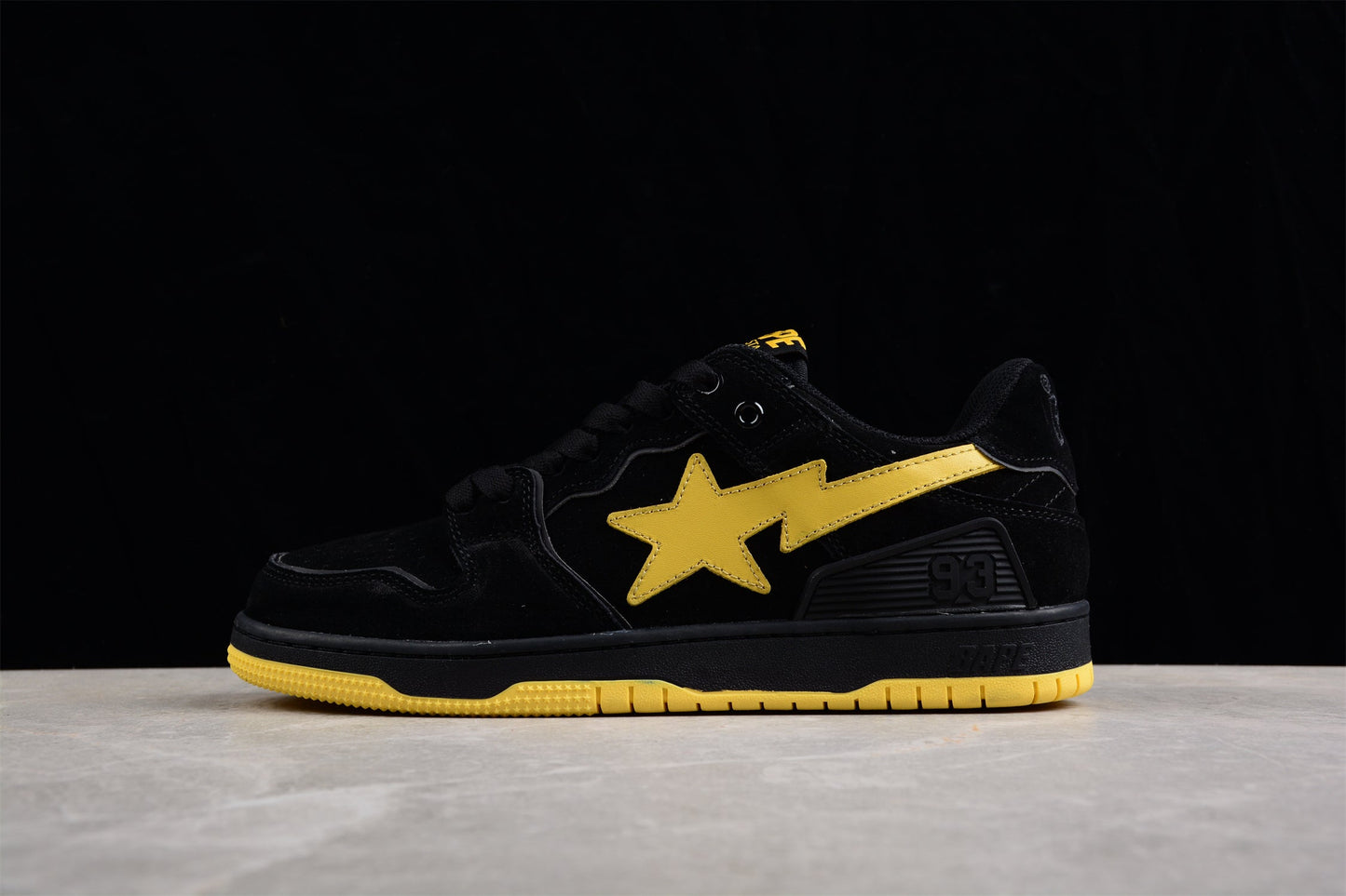 BAPE Sta Low-top Sneakers In And Yellow - Black Unisex Streetwear Limited Edition - **BAPE STA Low-Top Sneakers in Black and Yellow** Elevate your sneaker collection with the BAPE