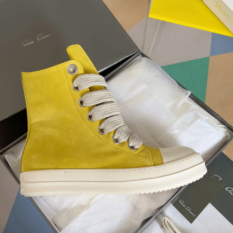 Rick Owens High-top Sneakers - Yellow Unisex Streetwear Limited Edition - **Rick Owens Yellow High-Top Sneakers: Vibrant Style Meets Premium Craftsmanship** Introducing the Rick Owens Yellow
