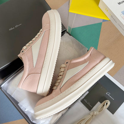 Rick Owens Canvas Low-top Sneakers - Pink Unisex Streetwear Limited Edition - **Rick Owens Pink Canvas Low-Top Sneakers: Soft Elegance and Superior Craftsmanship** Introducing the Rick Owens