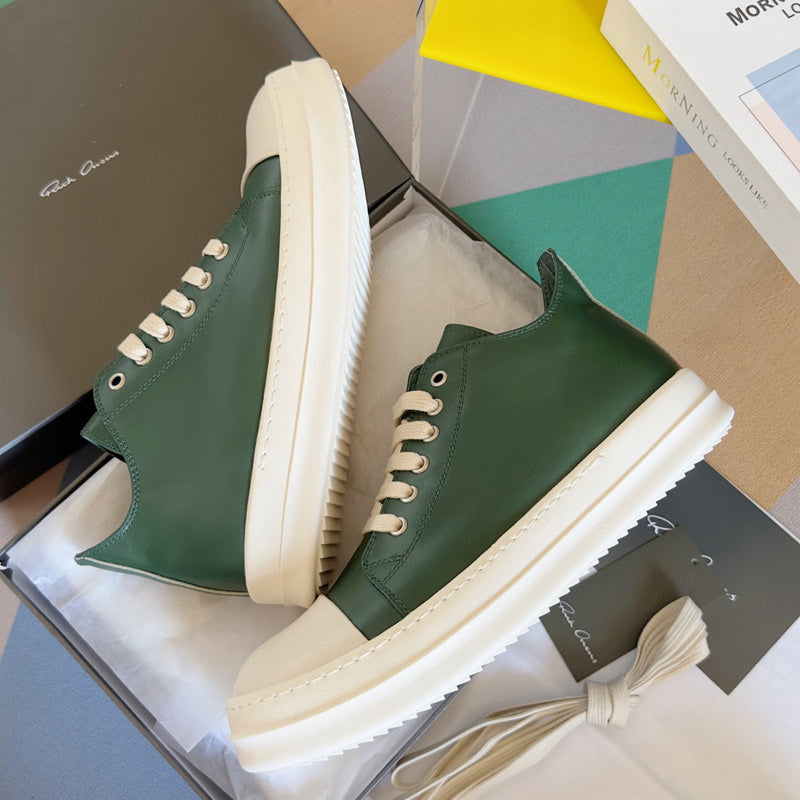 Rick Owens Dark Low-top Sneakers - Green Unisex Streetwear Limited Edition - **Rick Owens dark green Low-Top Sneakers: Avant-Garde Elegance and Comfort** Step into the future of