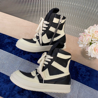 Rick Owens Geobasket Sneakers - And White - Black Unisex Streetwear Limited Edition - ### Rick Owens Geobasket Sneakers - Black and White Introducing the Rick Owens Geobasket Sneakers