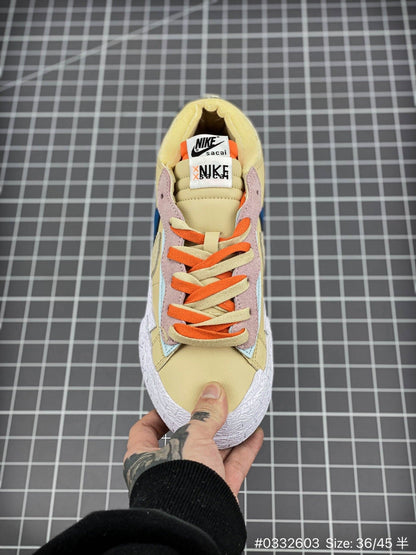 KAWS - Sacai - Nike Blazer - Red Unisex Streetwear Limited Edition - The KAWS x Sacai x Nike Blazer 'Neptune Blue' Yellow Edition delivers a bold fusion