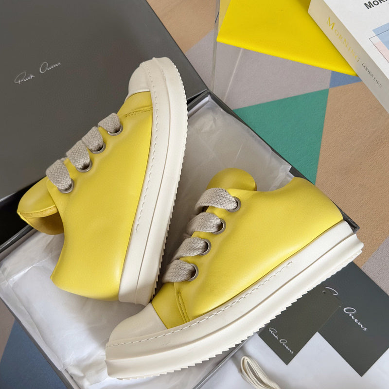 Rick Owens Low-top Sneakers - Yellow Unisex Streetwear Limited Edition - **Rick Owens Yellow Low-Top Sneakers: Bold Elegance and Superior Craftsmanship** Introducing the Rick Owens Yellow