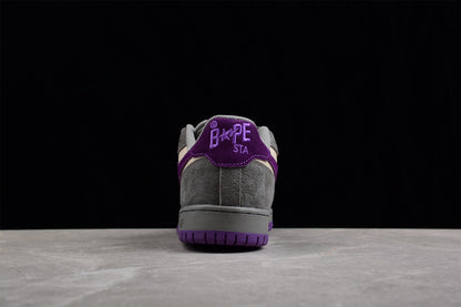 BAPE Sta Low-top Sneakers In Grey And - Purple Unisex Streetwear Limited Edition - **BAPE STA Low-Top Sneakers in Grey and Purple** Elevate your sneaker collection with the BAPE