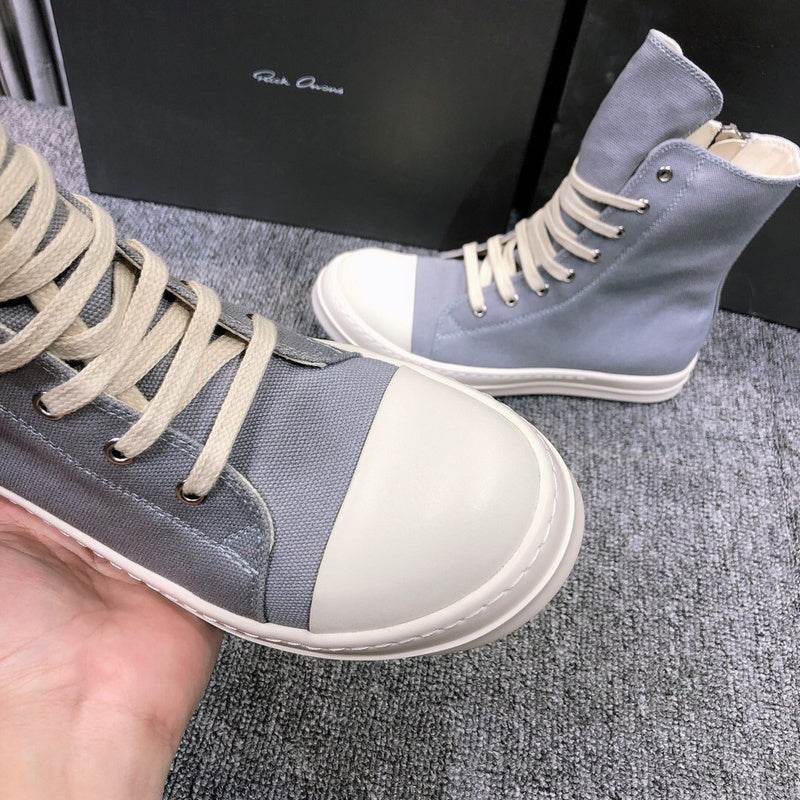 High-Top Canvas Sneakers - Grey Unisex Streetwear Limited Edition - **High-Top Grey Canvas Sneakers** Step into style and comfort with these high-top grey canvas sneakers.
