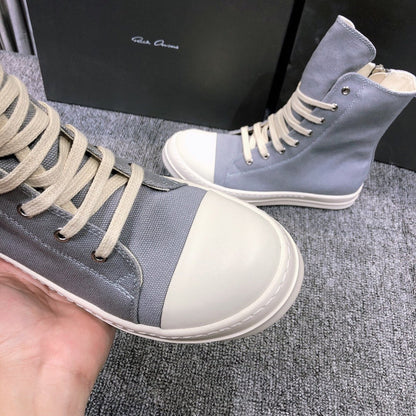 High-Top Canvas Sneakers - Grey Unisex Streetwear Limited Edition - **High-Top Grey Canvas Sneakers** Step into style and comfort with these high-top grey canvas sneakers.
