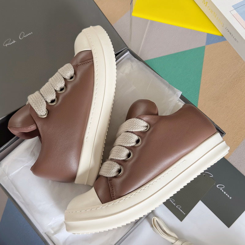 Rick Owens Low-top Sneakers - Brown Unisex Streetwear Limited Edition - **Rick Owens Brown Low-Top Sneakers: Modern Sophistication and Superior Craftsmanship** Introducing the Rick Owens Brown