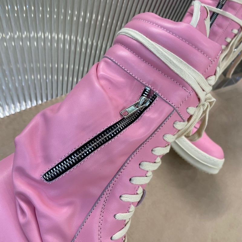Rick Owens High-top Sneakers - And Cream - Pink Unisex Streetwear Limited Edition - ### Rick Owens High-Top Sneakers - Pink and Cream Introducing the Rick Owens High-Top Sneakers