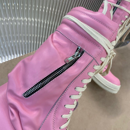Rick Owens High-top Sneakers - And Cream - Pink Unisex Streetwear Limited Edition - ### Rick Owens High-Top Sneakers - Pink and Cream Introducing the Rick Owens High-Top Sneakers