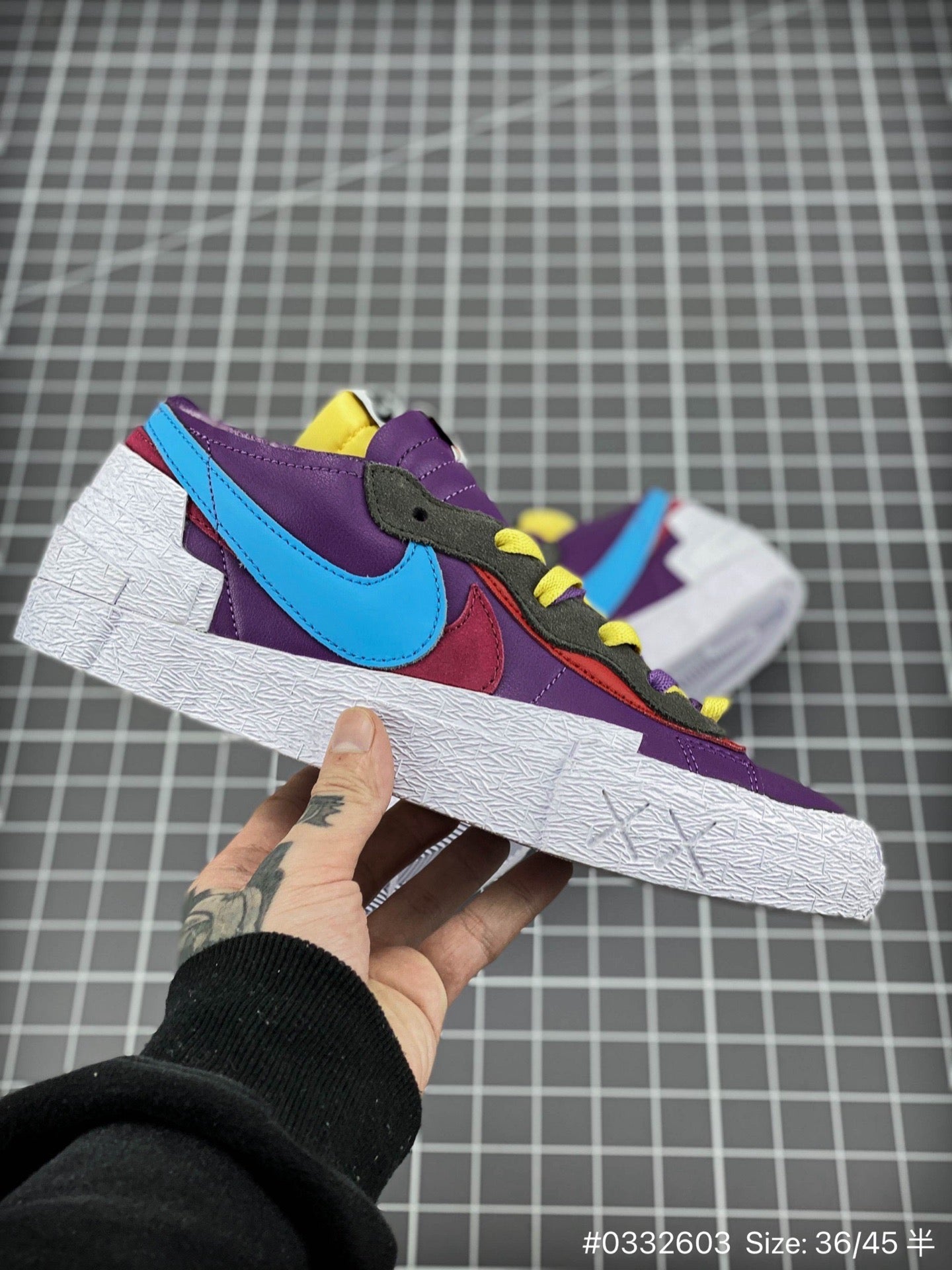 KAWS - Sacai - Nike Blazer Dusk - Purple Unisex Streetwear Limited Edition - The KAWS x Sacai x Nike Blazer 'Purple Dusk' takes the iconic Blazer silhouette to