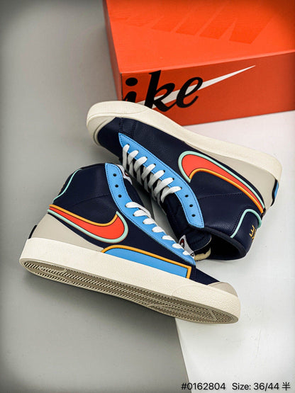Nike Blazer Mid'1977 - White Unisex Streetwear Limited Edition - The Nike Blazer 1977 High Infinite in white and blue redefines the classic silhouette with