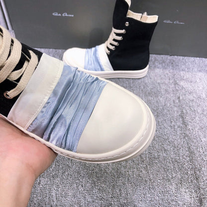 Rick Owens Canvas Boots With Ruched Fabric - Black Unisex Streetwear Limited Edition - **Rick Owens Black Canvas Boots with Ruched Fabric** Introducing the Rick Owens Black Canvas Boots