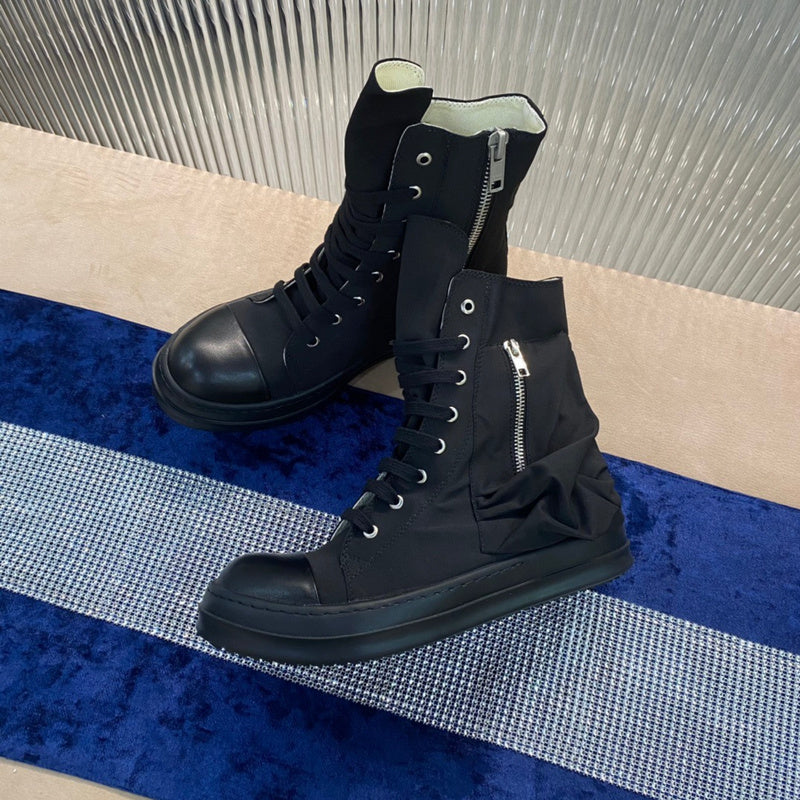 Rick Owens High-top Nylon Boots - All T-Shirt - Black Unisex Streetwear Limited Edition - ### Rick Owens High-Top Nylon Boots - All Black Introducing the Rick Owens High-Top Nylon