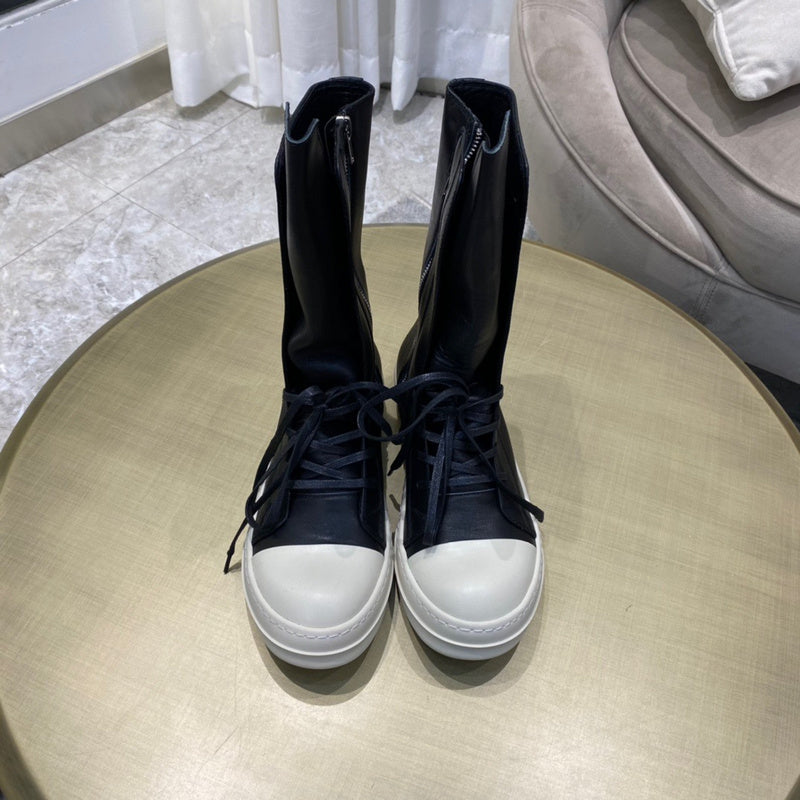 High-Top Leather Combat Boots Jacket - Black Unisex Streetwear Limited Edition - **High-Top Leather Combat Boots** Step into edgy sophistication with these high-top leather combat boots. Designed