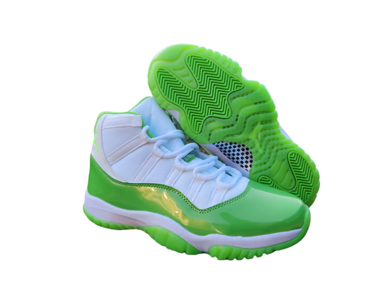 JORDAN 11 Green And - White Unisex Streetwear Limited Edition - The Air Jordan 11 in this eye-catching green and white colorway is a vibrant twist