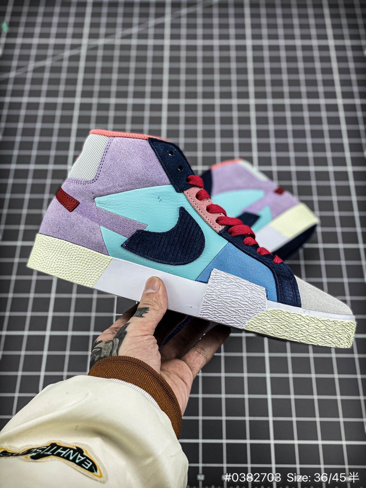 Nike Blazer Mid Prm blue Mosaic Unisex Streetwear Limited Edition - The Nike Blazer Mid PRM 'Blue Mosaic' brings a fresh, artistic twist to the iconic