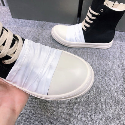 Rick Owens Lace-up Canvas Boots T-Shirt - Black Unisex Streetwear Limited Edition - **Rick Owens Lace-Up Canvas Boots** Elevate your footwear collection with these striking Rick Owens lace-up
