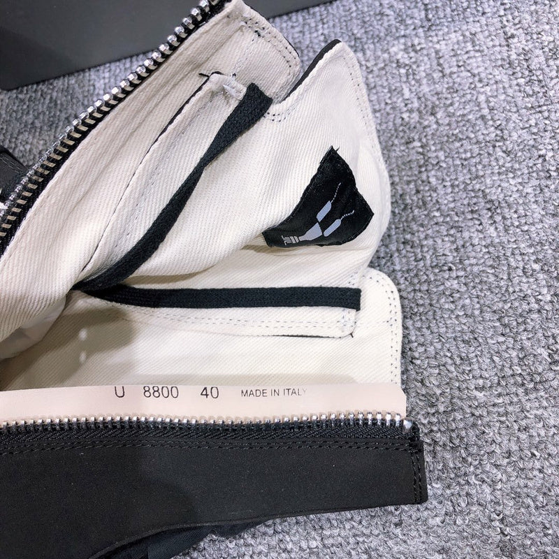 Rick Owens High-top Leather Sneakers With Side Zipper - Black Unisex Streetwear Limited Edition - **Rick Owens High-Top Leather Sneakers with Side Zipper** Elevate your sneaker game with the Rick