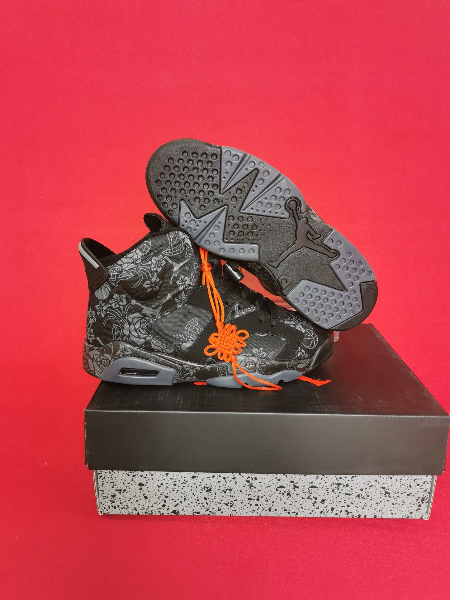 Jordan 6 And Orange - Black Unisex Streetwear Limited Edition - The Air Jordan 6 presented here is a unique and bold iteration of the classic