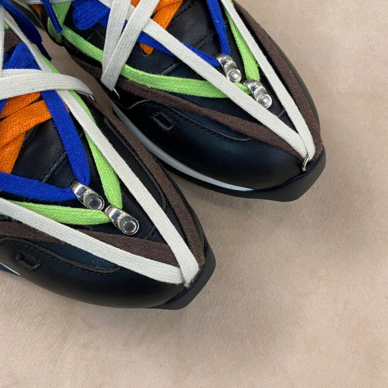 Multicolor Wrap-lace Sneakers - Black Unisex Streetwear Limited Edition - **Multicolor Wrap-Lace Sneakers** Unleash your bold fashion sense with these multicolor wrap-lace sneakers. Designed for