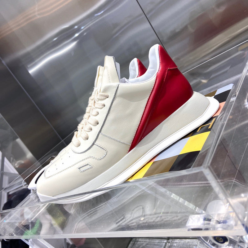 Rick Owens Cream And Low-top Sneakers - Red Unisex Streetwear Limited Edition - **Rick Owens Cream and Red Low-Top Sneakers: A Bold Take on Classic Elegance** Presenting the