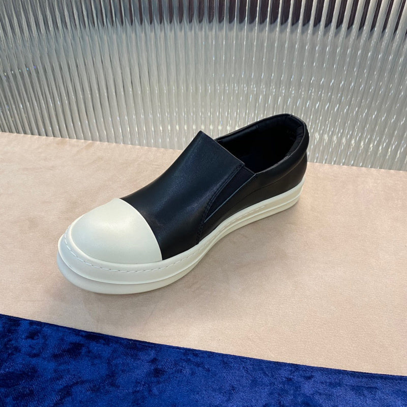 Slip-On Leather Sneakers - Black Unisex Streetwear Limited Edition