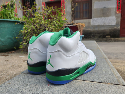 Jordan 5 White, Green And - Black Unisex Streetwear Limited Edition - Refresh your sneaker collection with the Air Jordan 5 in a crisp white, green, and