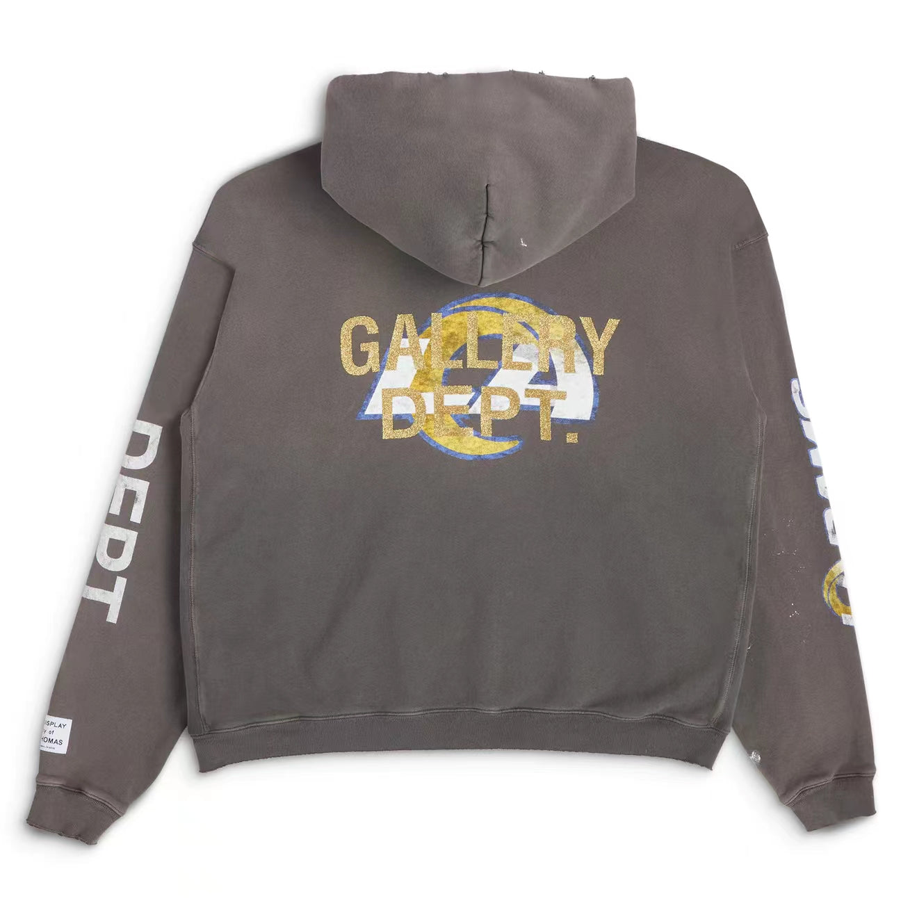 GALLERY Dept Gd - La Rams 90's Vintage Hoodie - White Unisex Streetwear Limited Edition - **Gallery Dept. RAMS Hoodie: Detailed Product Description** Elevate your casual wardrobe with the Gallery Dept