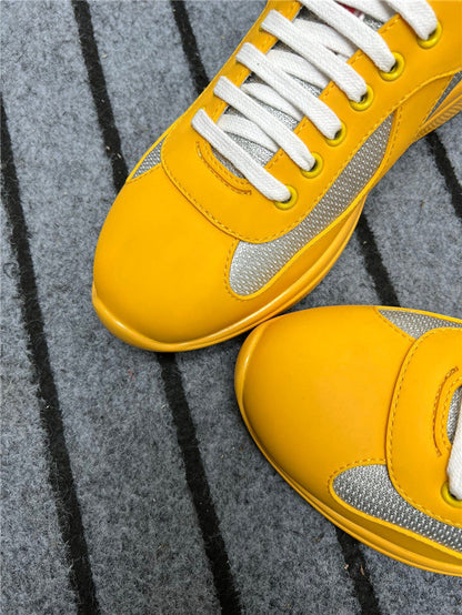 PRADA America's Cup Soft Rubber Silver Sneakers - Yellow Unisex Streetwear Limited Edition