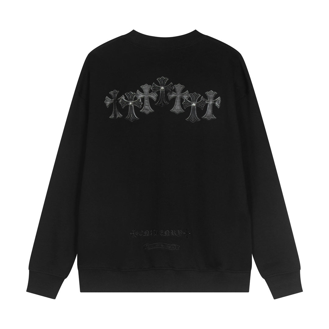 CHROME Hearts Cross Patch Sweatshirt - Black Unisex Streetwear Limited Edition
