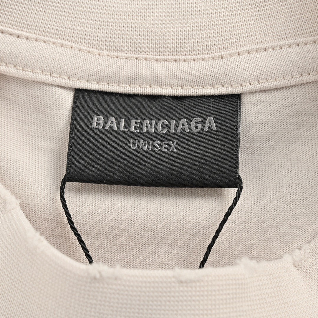 BALENCIAGA Stencil Logo T-shirt - Beige Unisex Streetwear Limited Edition