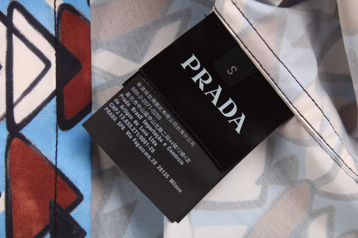 CAMISA DE MANGA CORTA ESTAMPADA BALENCIAGA AZUL MARRÓN