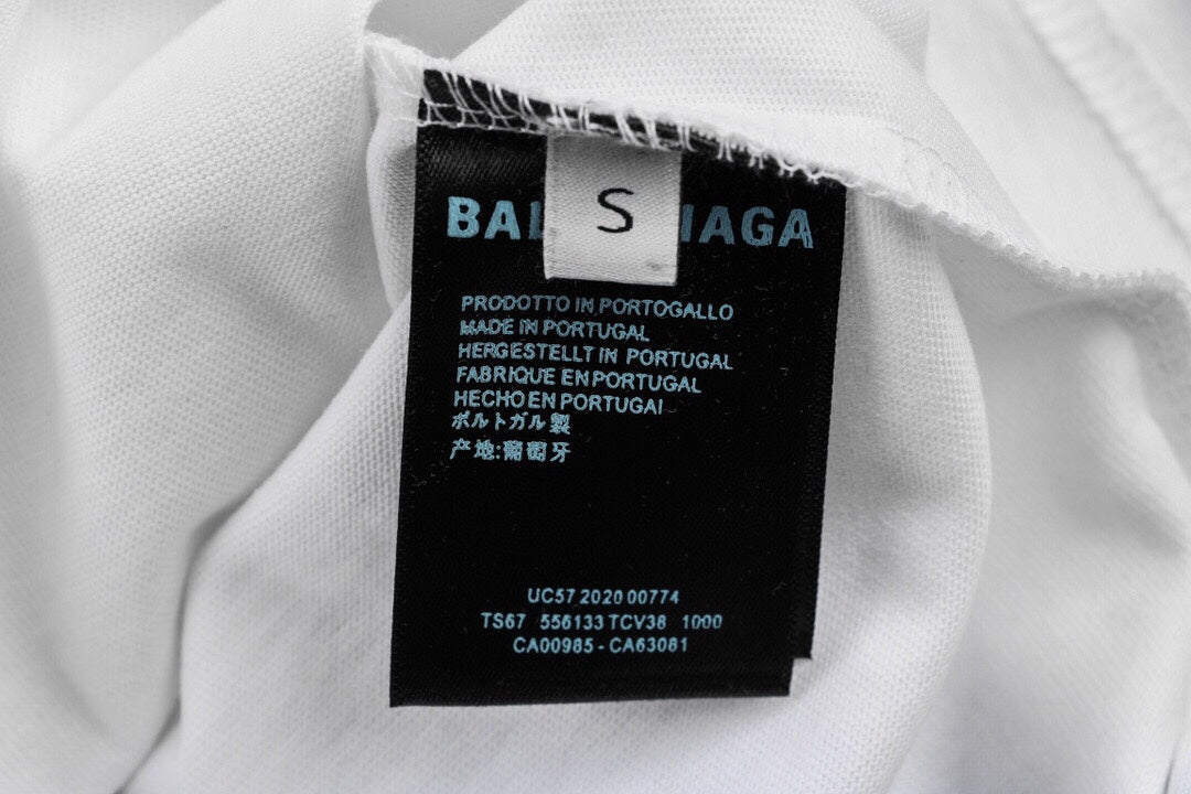 Balenciaga Wave Logo T-shirt (white) Unisex Streetwear Limited Edition - <p dir='ltr'><span>Classic white t-shirt featuring the iconic Balenciaga logo with wave accents in red