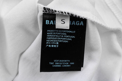 Balenciaga Wave Logo T-shirt (white) Unisex Streetwear Limited Edition - <p dir='ltr'><span>Classic white t-shirt featuring the iconic Balenciaga logo with wave accents in red