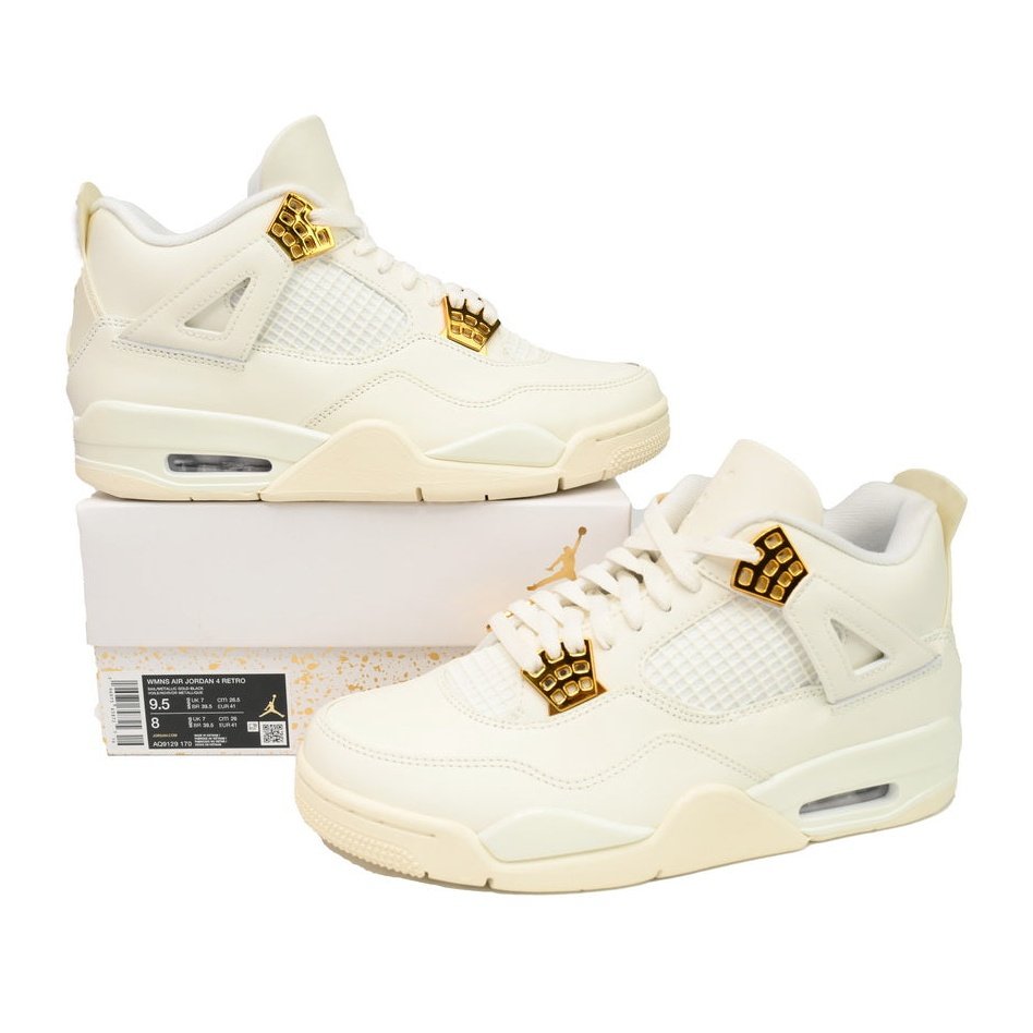 JORDAN 4 - Metallic Gold Sneakers - Red Unisex Streetwear Limited Edition - Step into the realm of luxury with the Jordan 4 x Metallic Gold, a fusion