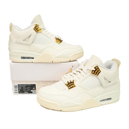JORDAN 4 - Metallic Gold Sneakers - Red Unisex Streetwear Limited Edition - Step into the realm of luxury with the Jordan 4 x Metallic Gold, a fusion