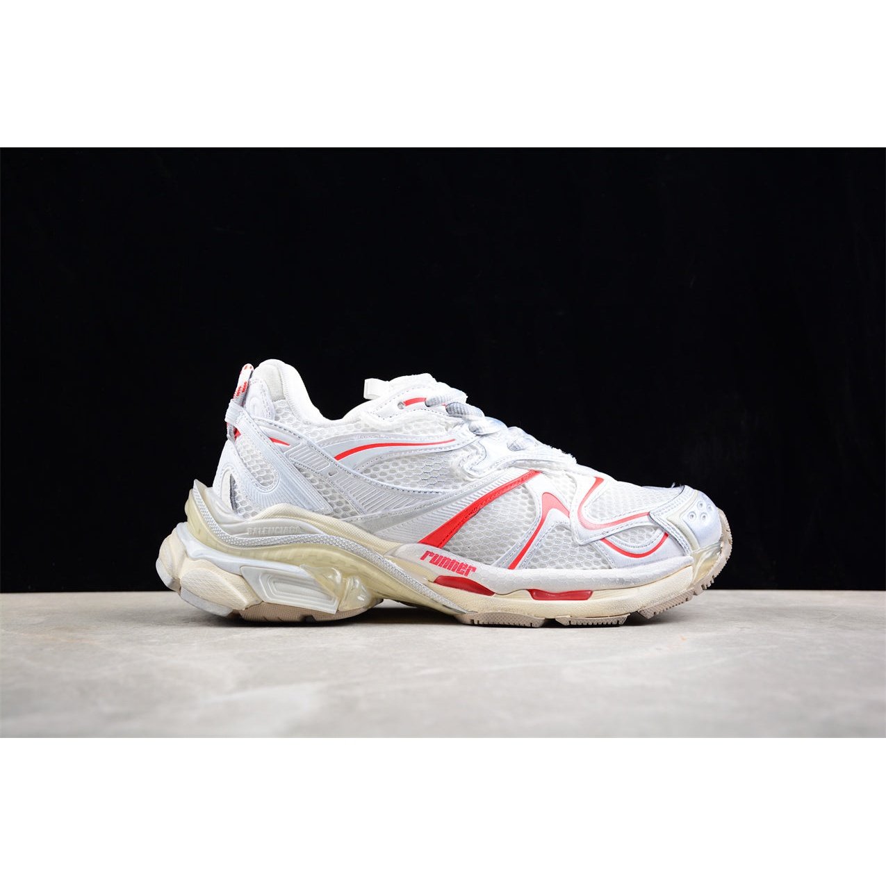 BALENCIAGA Runner - Beige Red Sneakers - White Unisex Streetwear Limited Edition - The Balenciaga Runner x White Beige Red sneakers offer a fresh and sophisticated take on