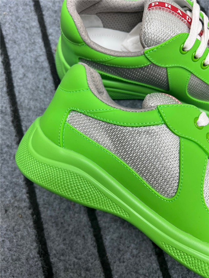 PRADA America's Cup Soft Rubber Apple Silver Sneakers - Green Unisex Streetwear Limited Edition