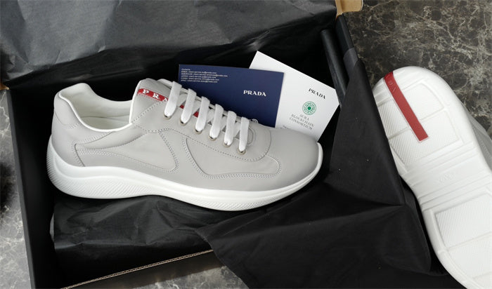 PRADA America's Cup Silver Sneakers - Red Unisex Streetwear Limited Edition