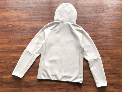 NIKE Tech Fleece Hoodie - Creamy - White Unisex Streetwear Limited Edition - The NIKE TECH FLEECE HOODIE CREAMY WHITE - REPLICA merges modern sportswear innovation with sleek,