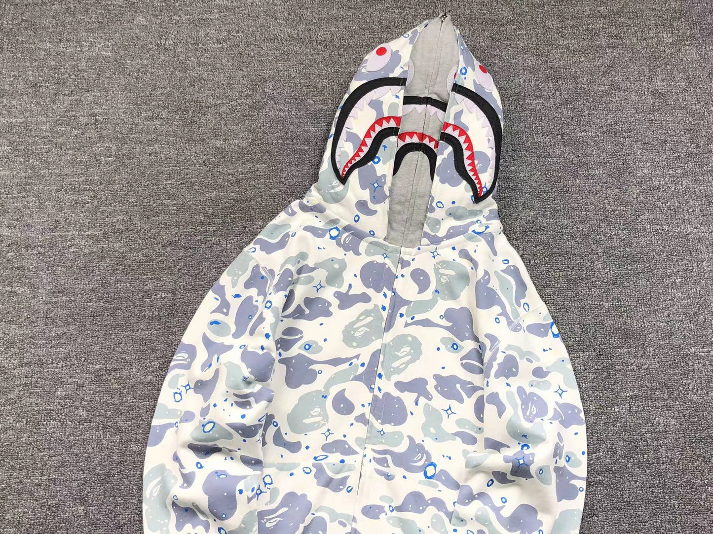BAPE Space Camo Double Shark Full Zip Hoodie - White Unisex Streetwear Limited Edition