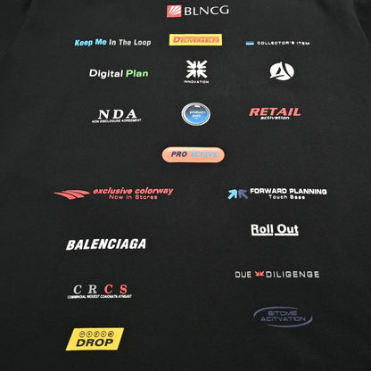 Balenciaga Logo-print T-shirt - Black Unisex Streetwear Limited Edition - <span>This Balenciaga t-shirt features a striking array of logos and text graphics on a sleek