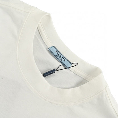Prada T-shirt - White Unisex Streetwear Limited Edition - This Prada t-shirt features a minimalist white design. It has a small chest pocket with