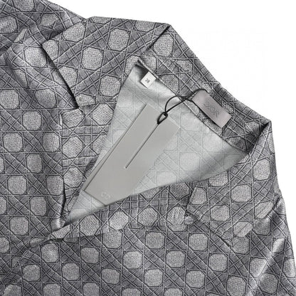 Dior Geometric Pattern Short Sleeve Shirt In - Gray Unisex Streetwear Limited Edition - This Dior short sleeve shirt showcases a refined geometric pattern in a sophisticated gray hue.