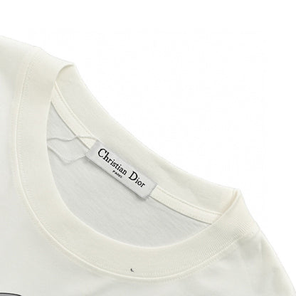 Dior Oversized Grey Logo T-shirt - White Unisex Streetwear Limited Edition - This Dior t-shirt features a bold oversized 'Dior' logo in grey on the front. The