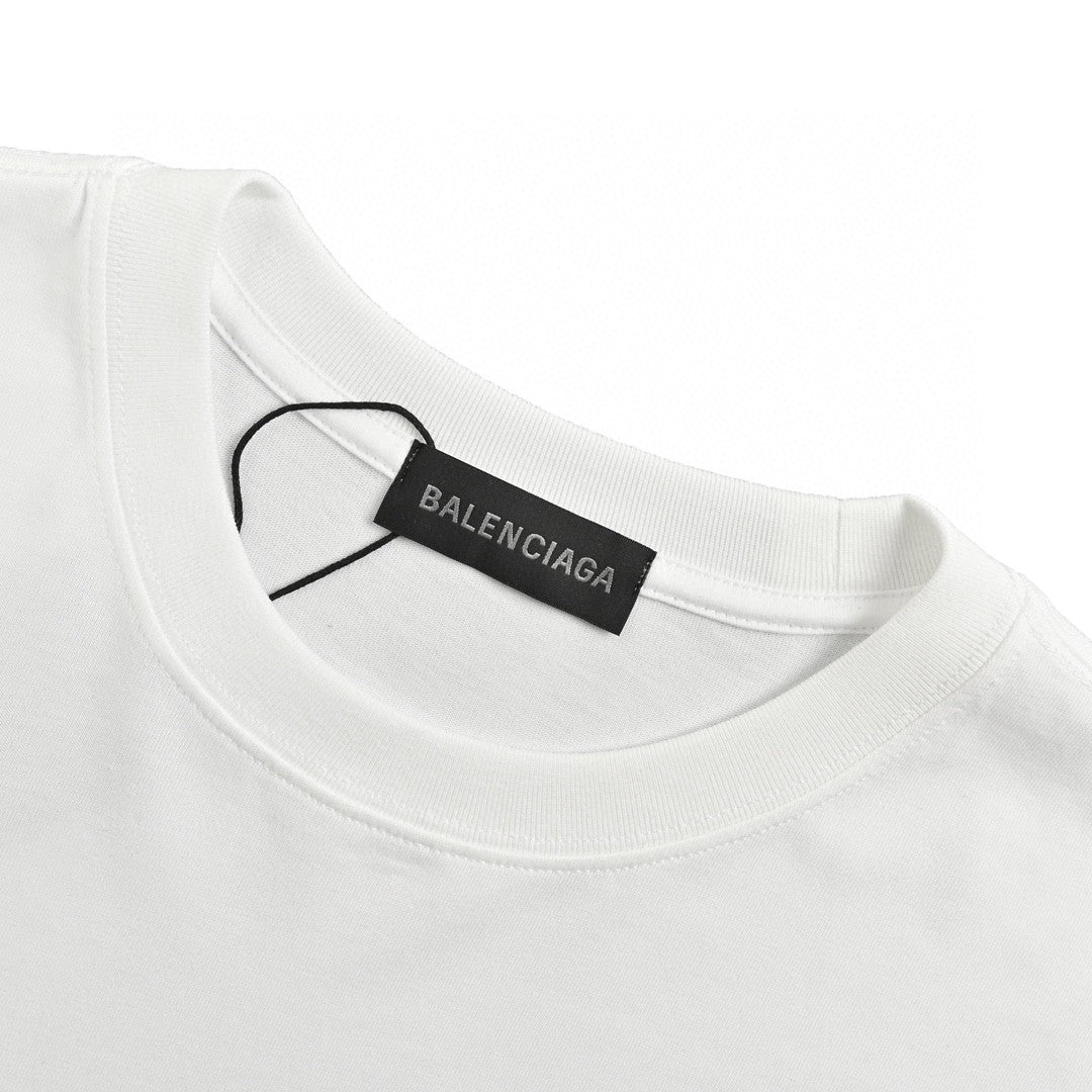 Balenciaga Multicolor Graphic Logo T-shirt - White Unisex Streetwear Limited Edition - This Balenciaga t-shirt features a unique multicolor graphic logo on the front, combining vibrant colors