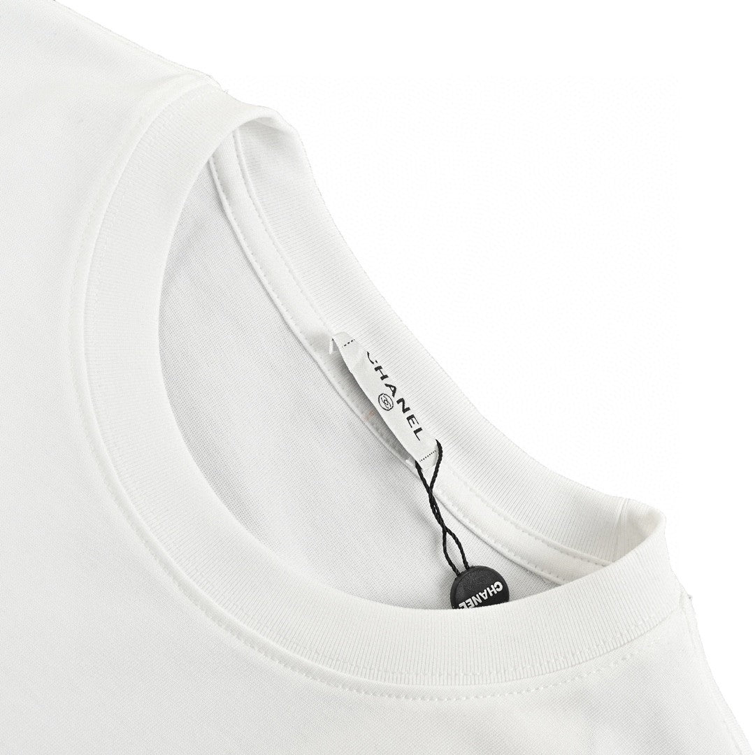 Chanel Logo T-shirt (white) Unisex Streetwear Limited Edition - This white Chanel t-shirt showcases the iconic Chanel logo with a creative twist. It features